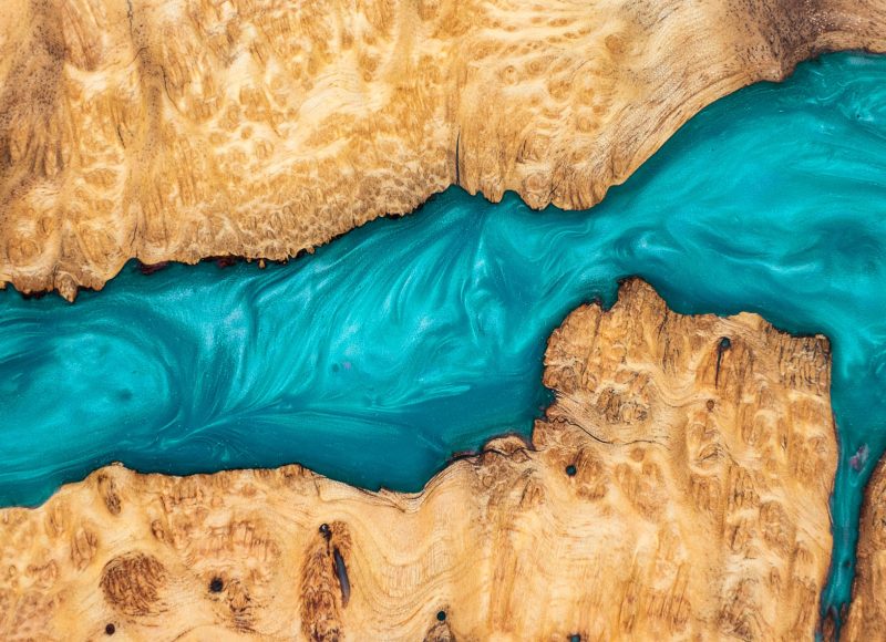 Casting epoxy resin Stabilizing Leza burl wood abstract art back